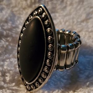 Oval Silver and Black  Statement Ring